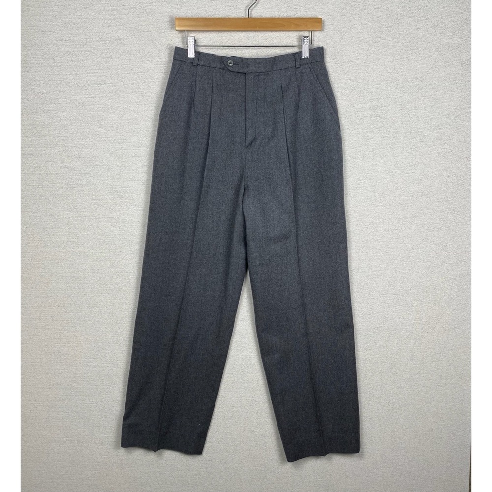 Vintage 80s Trousers Womens S Wide Leg Worsted Wool Pleated Corpcore Academia